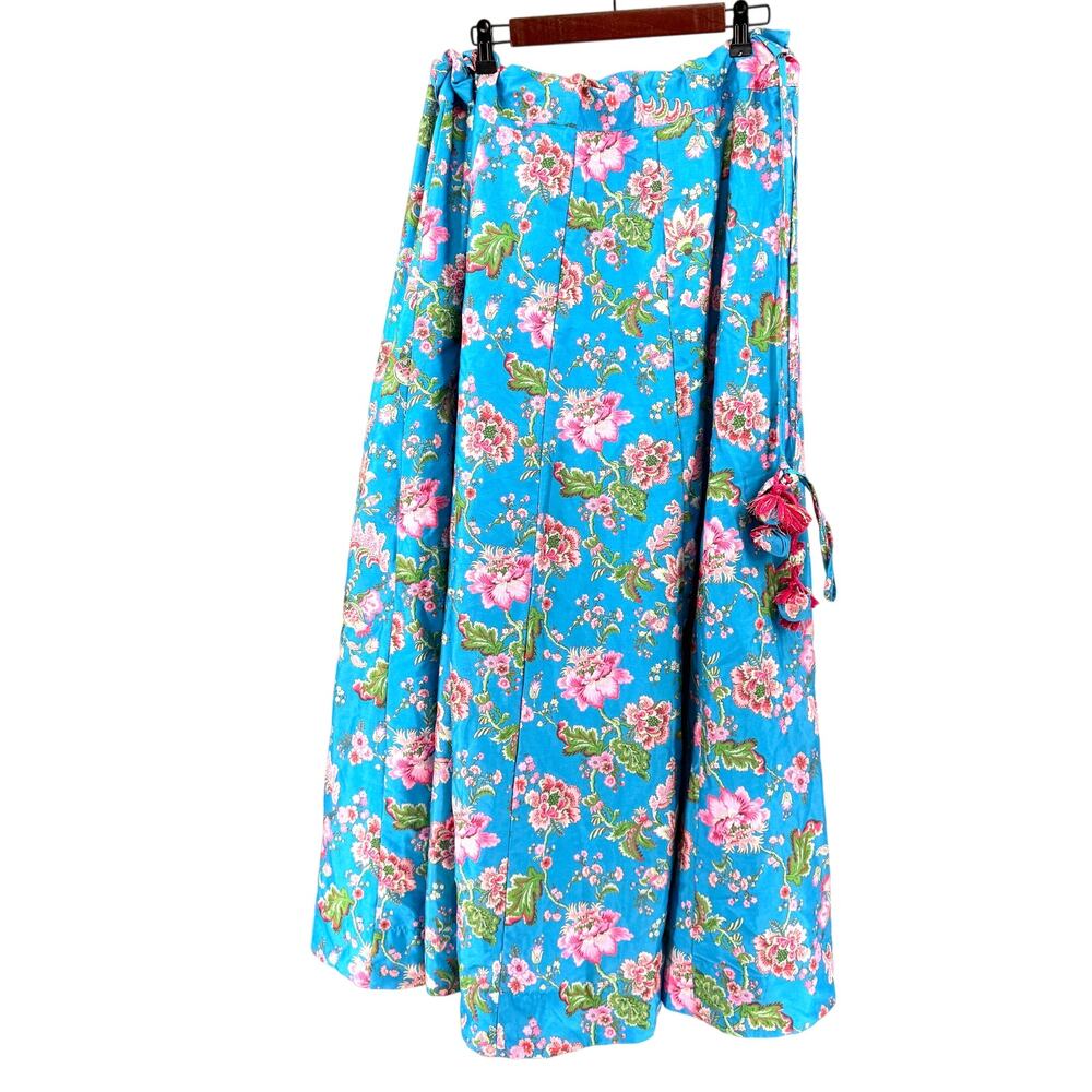 XL Love by Janasya Teal Blue Pink Floral Lehenga Maxi Skirt